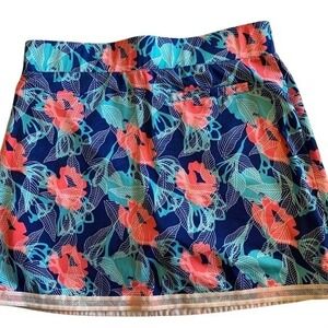 PEBBLE BEACH. Floral blue/coral/teal Skort Skirt. Size M. Golf. Tennis.‎